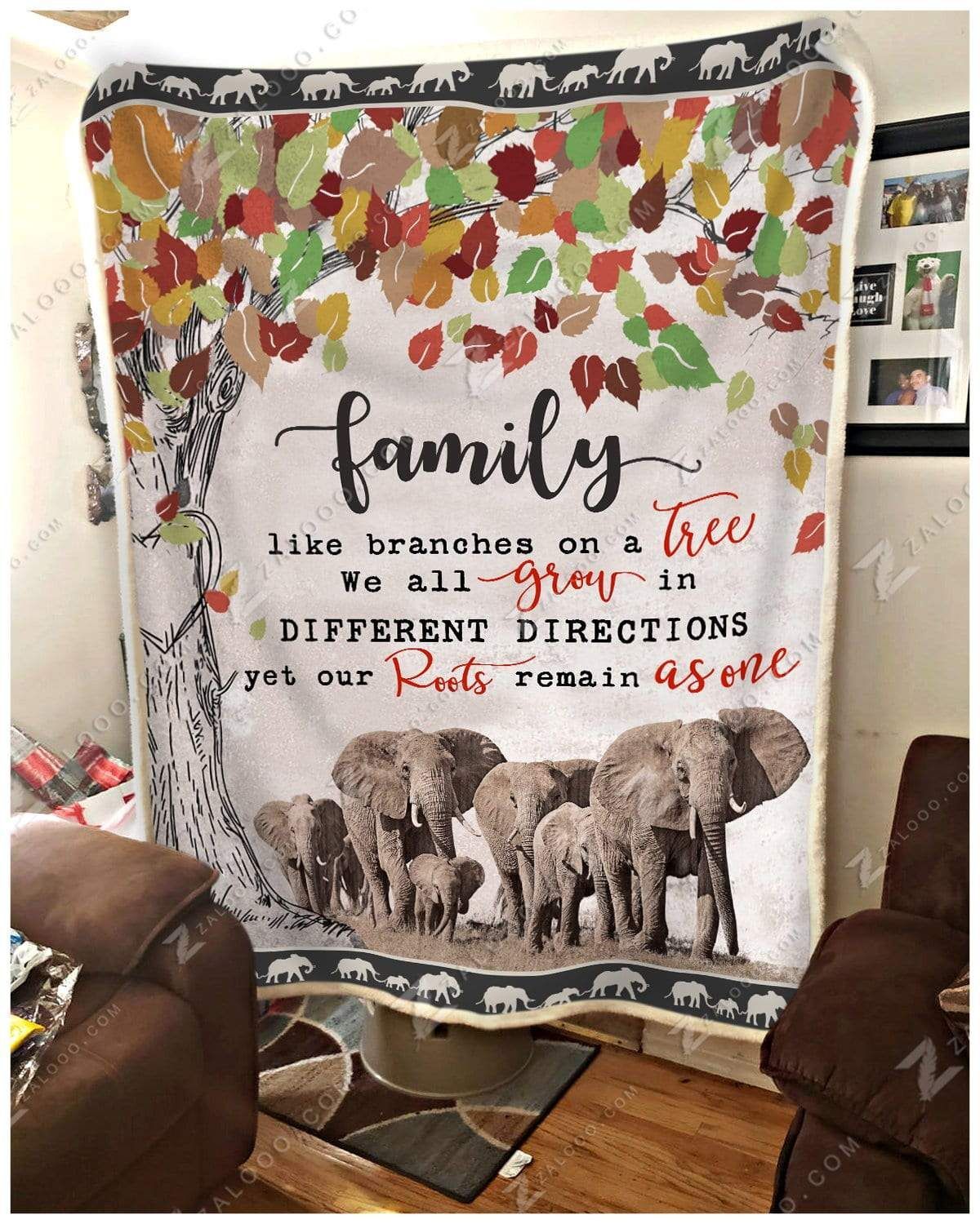 Elephant Family Sherpa Fleece Blanket