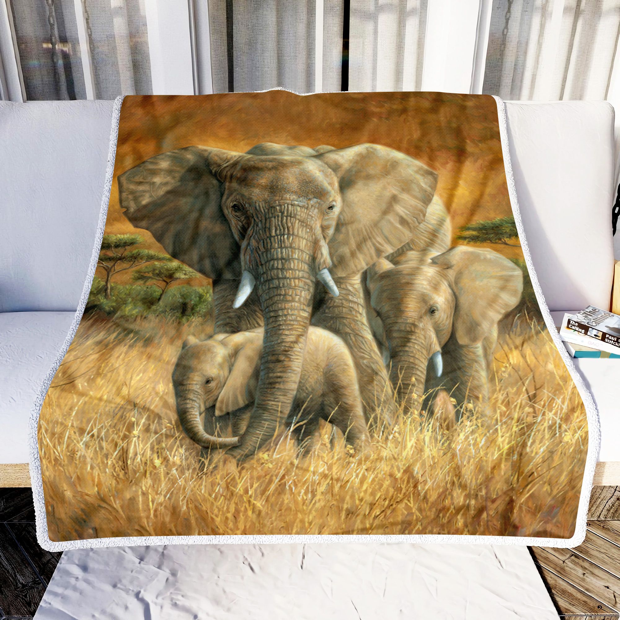 Elephant Family Fleece Blanket