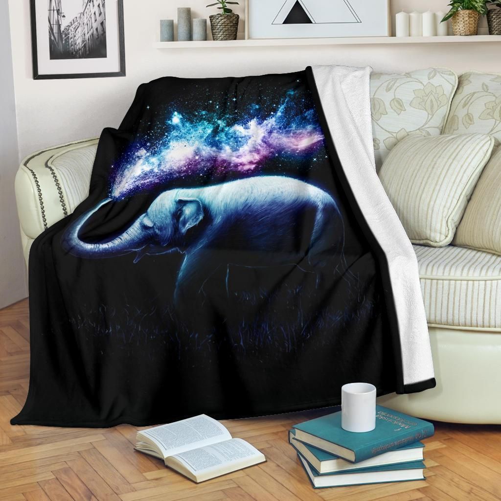 Elephant Galaxy Graphic Gift Idea Printed Fleece Blanket