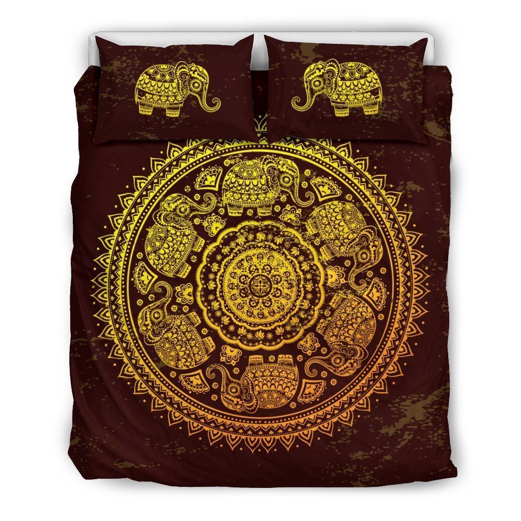 Elephant Gold Mandala Bedding Set