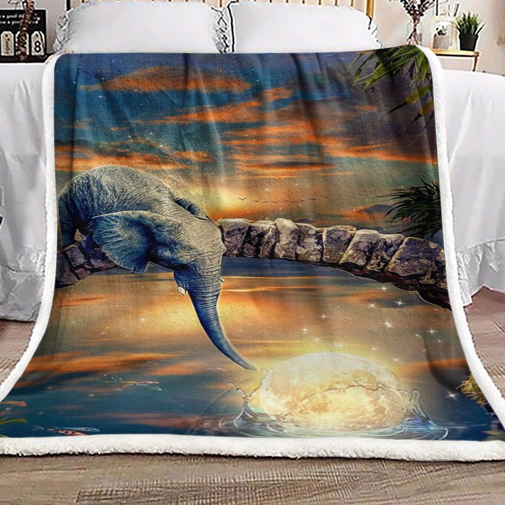 Elephant Golden Earth Sherpa Fleece Blanket