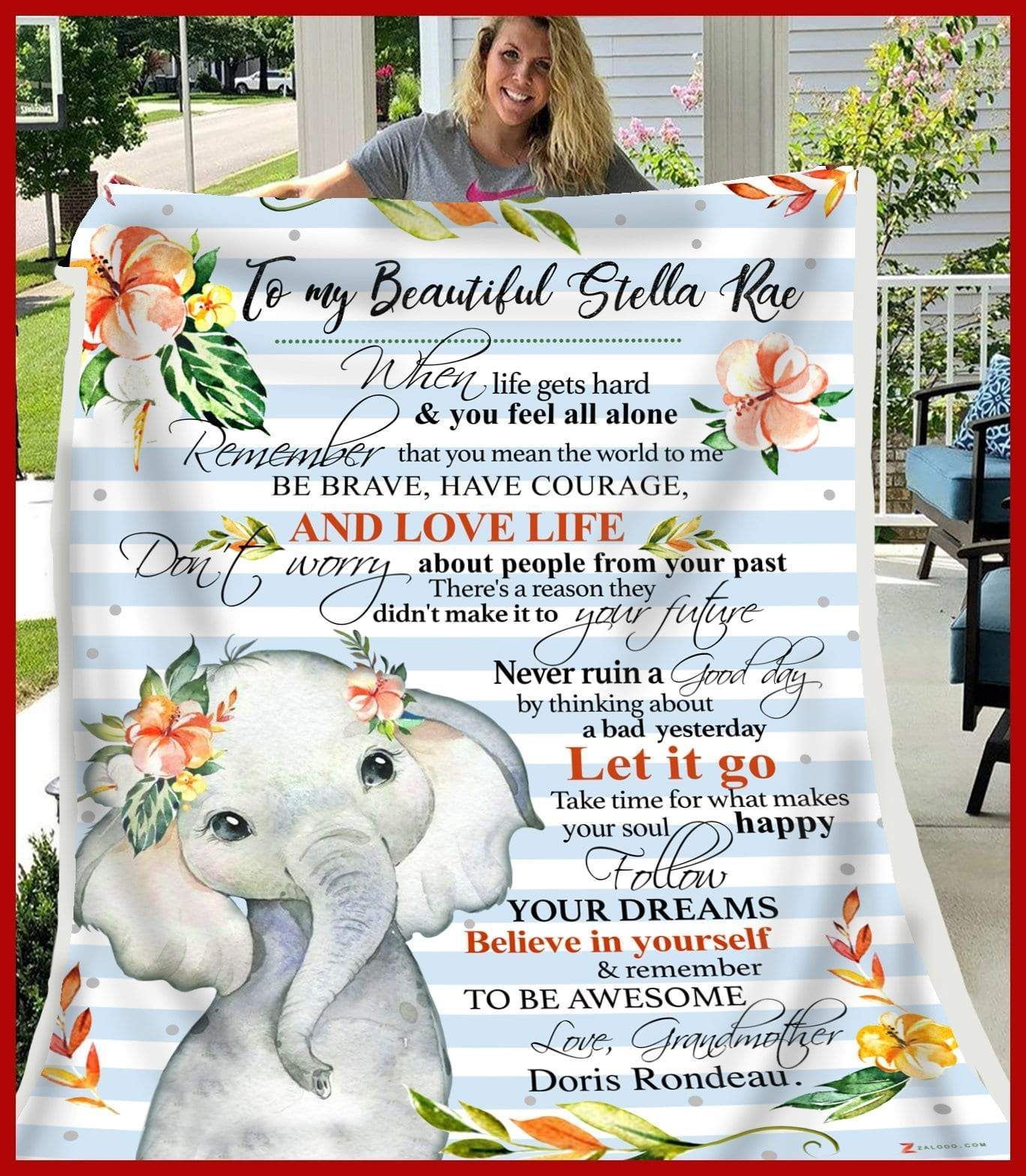 Elephant Granddaughter Remember To Be Awesome Sherpa Fleece Blanket