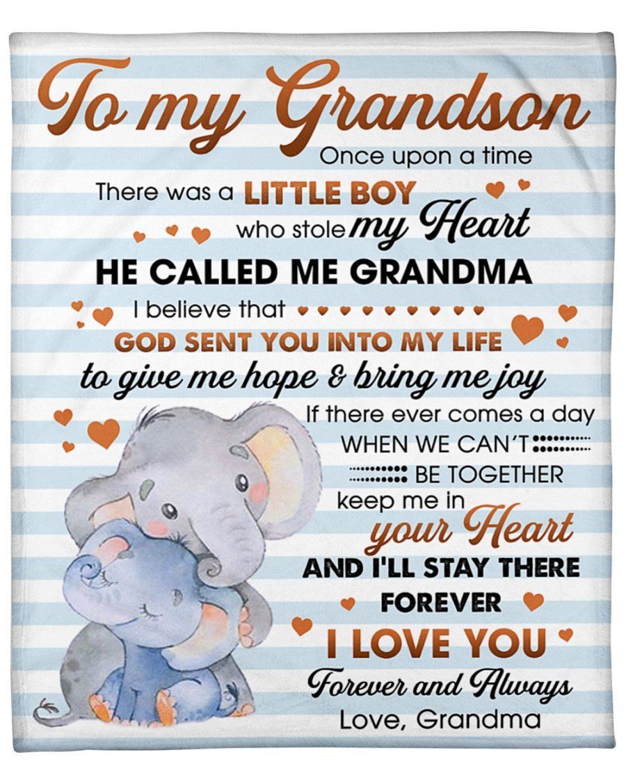 Elephant Grandma To My Grandson Fleece Blanket I’ll Stay There Forever I Love You Fleece Blanket