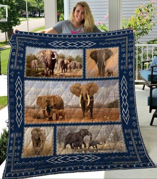 Elephant Heart Shaped World Quilt Blanket DHC020120278TD