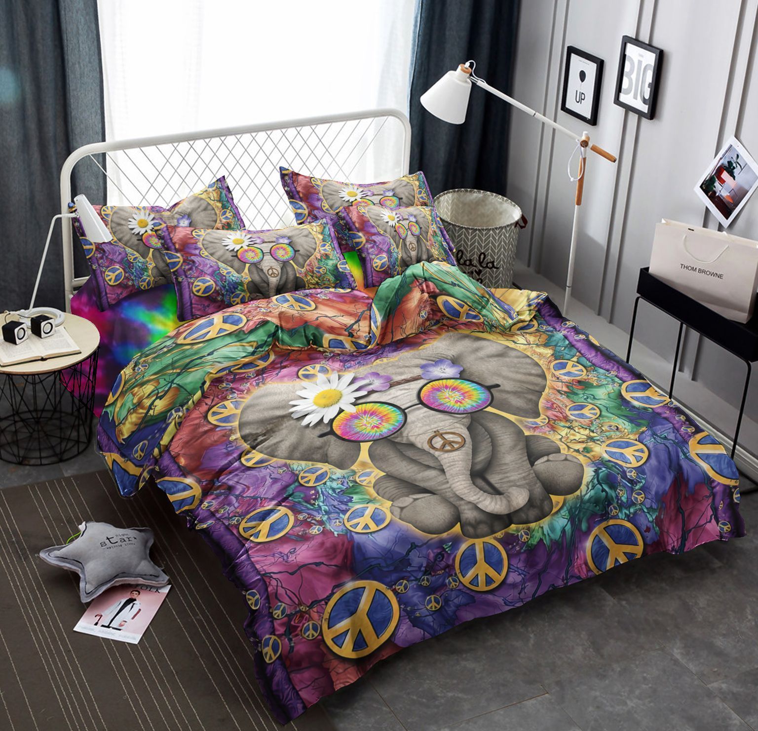 Elephant Hippie Peace Bedding Set