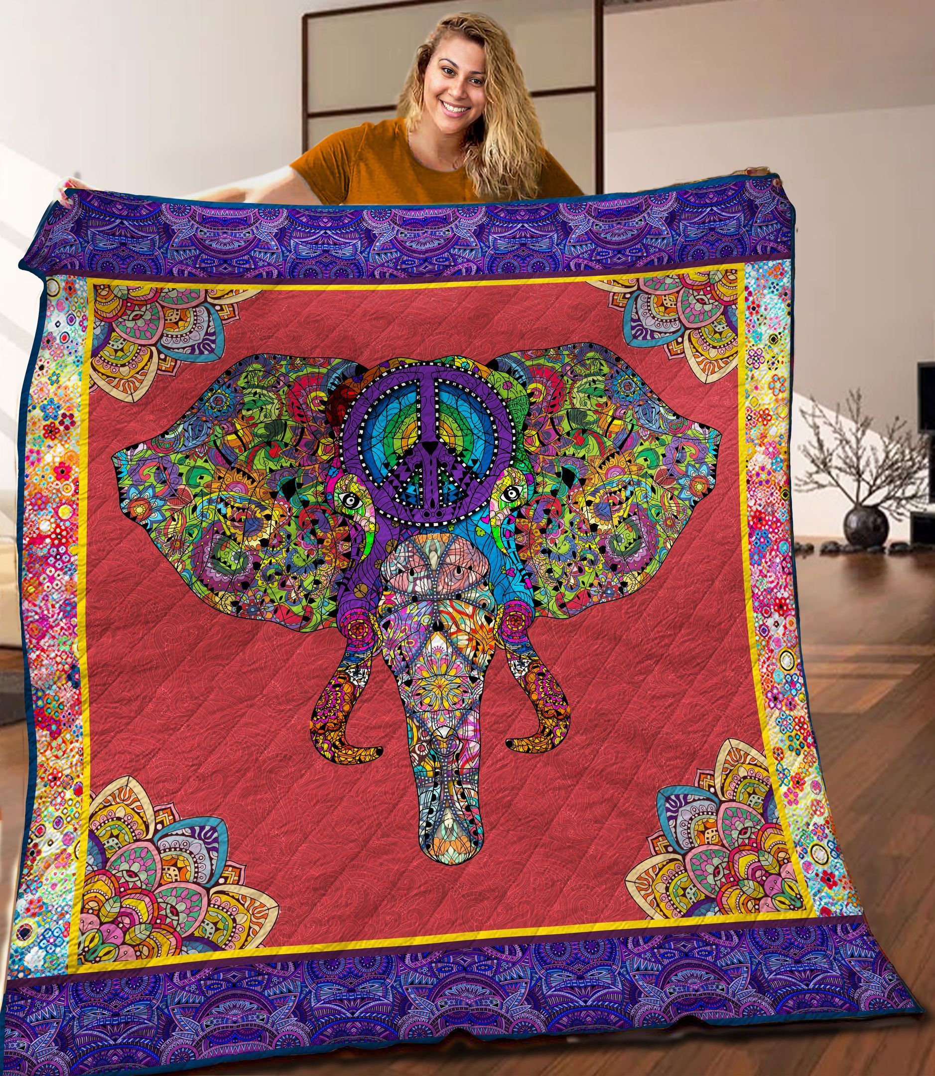 Elephant Hippie Quilt Blanket C9B120309MI
