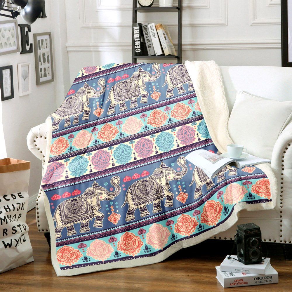 Elephant Sherpa Fleece Blanket