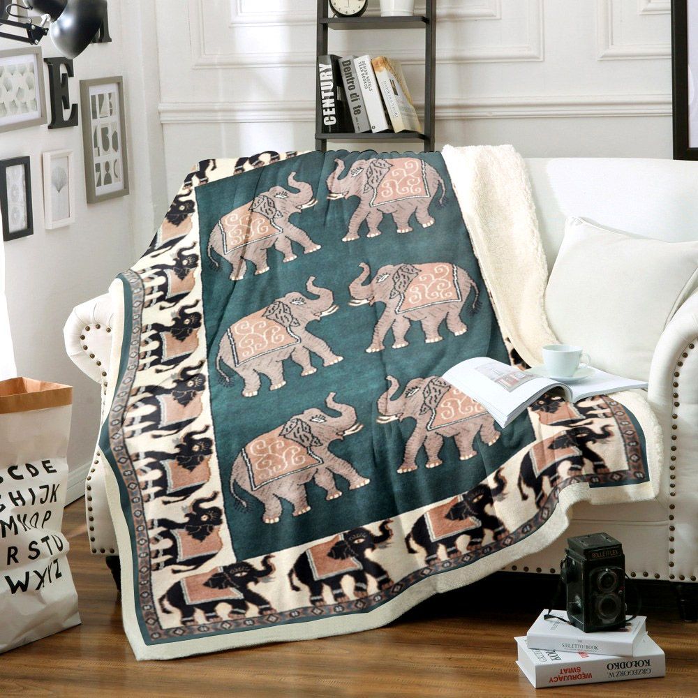 Elephant Sherpa Fleece Blanket