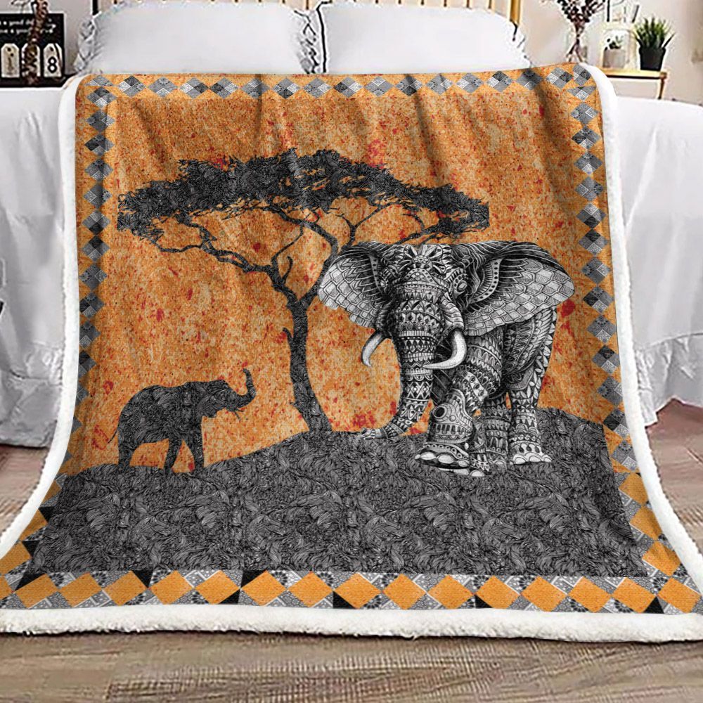 Elephant Sherpa Fleece Blanket