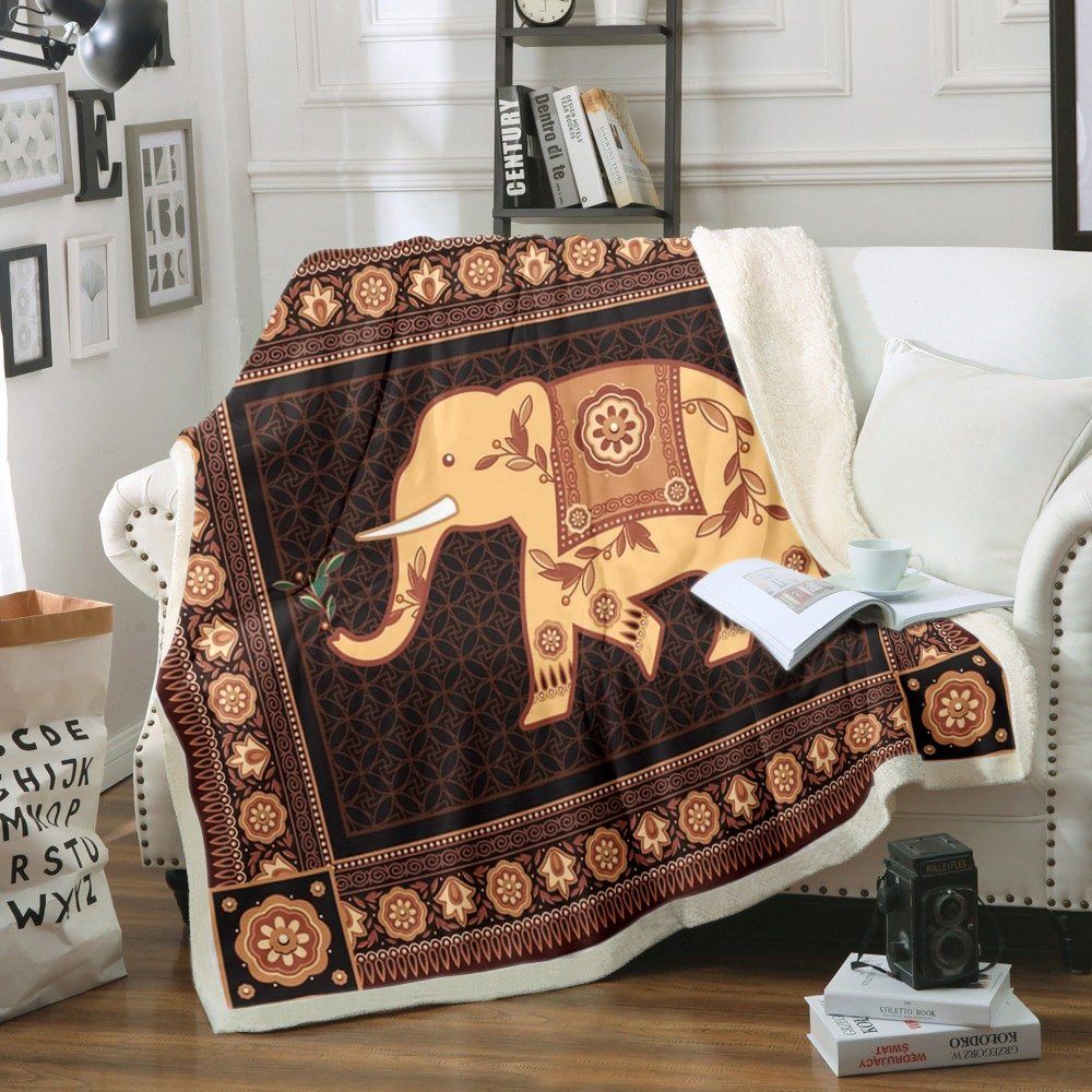 Elephant Sherpa Fleece Blanket
