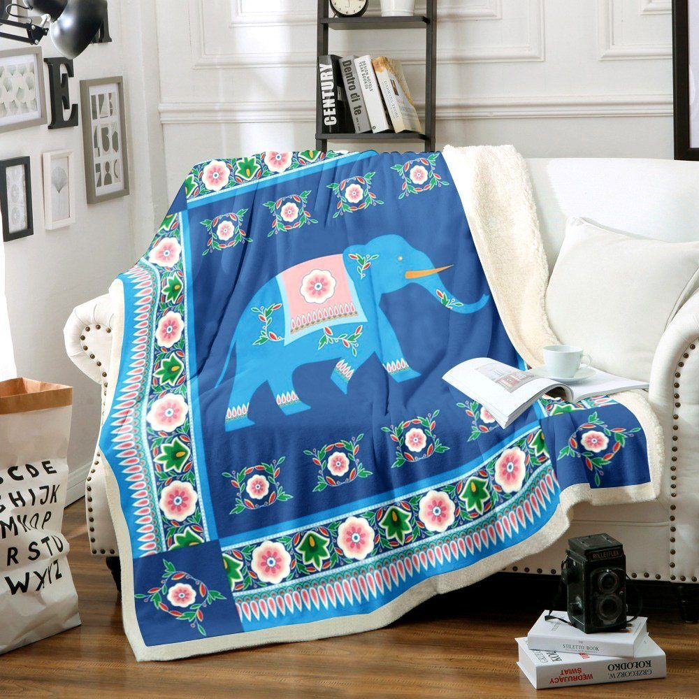 Elephant Sherpa Fleece Blanket