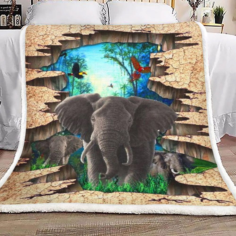 Elephant Sherpa Fleece Blanket
