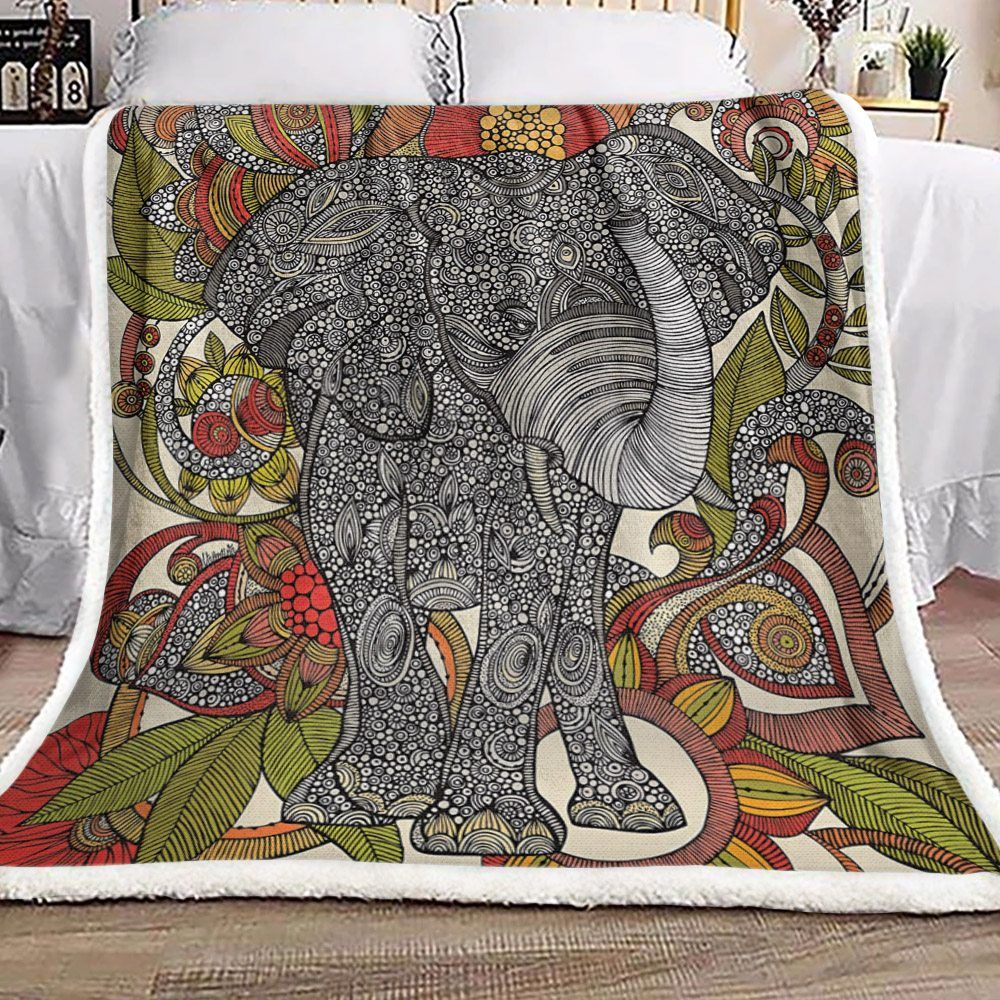 Elephant Sherpa Fleece Blanket