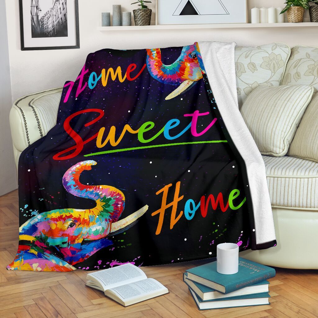 Elephant Home Sweet Home Sherpa Fleece Blanket
