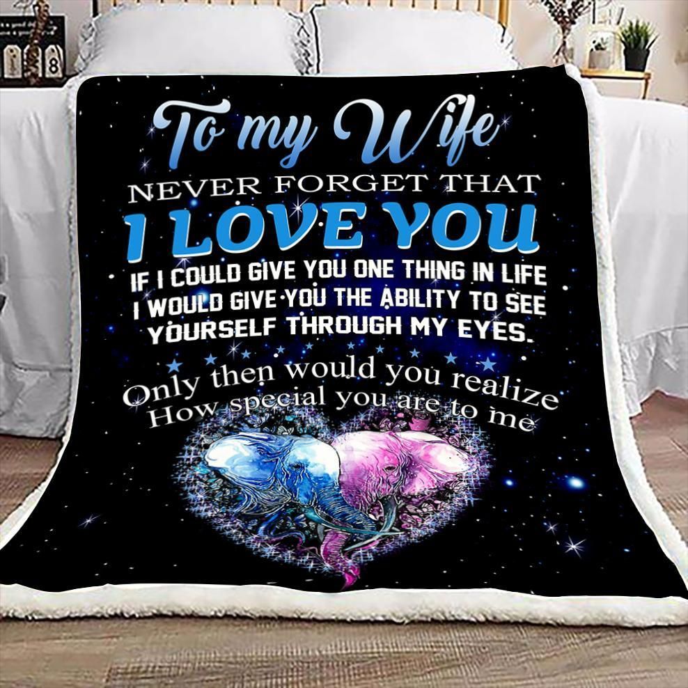 Elephant Husband To Wife Sherpa Fleece Blanket