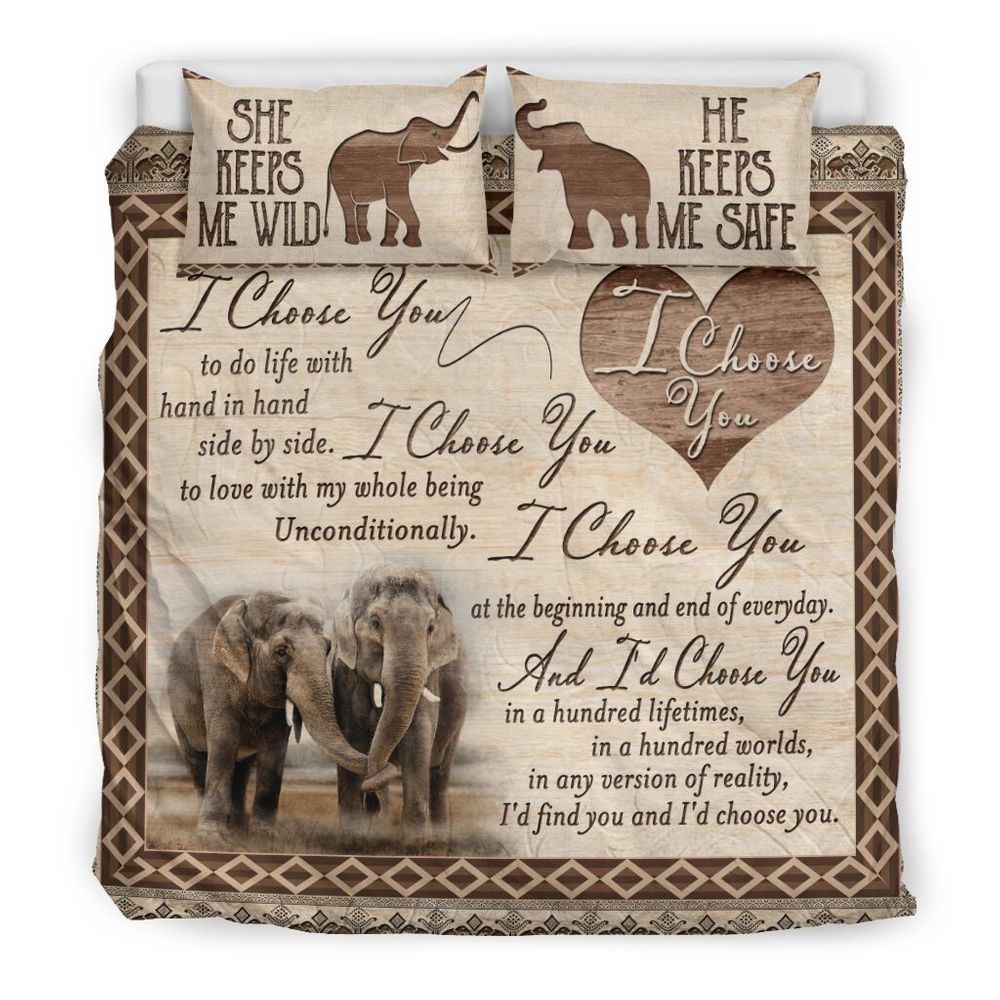 Elephant I Choose You Bedding Set