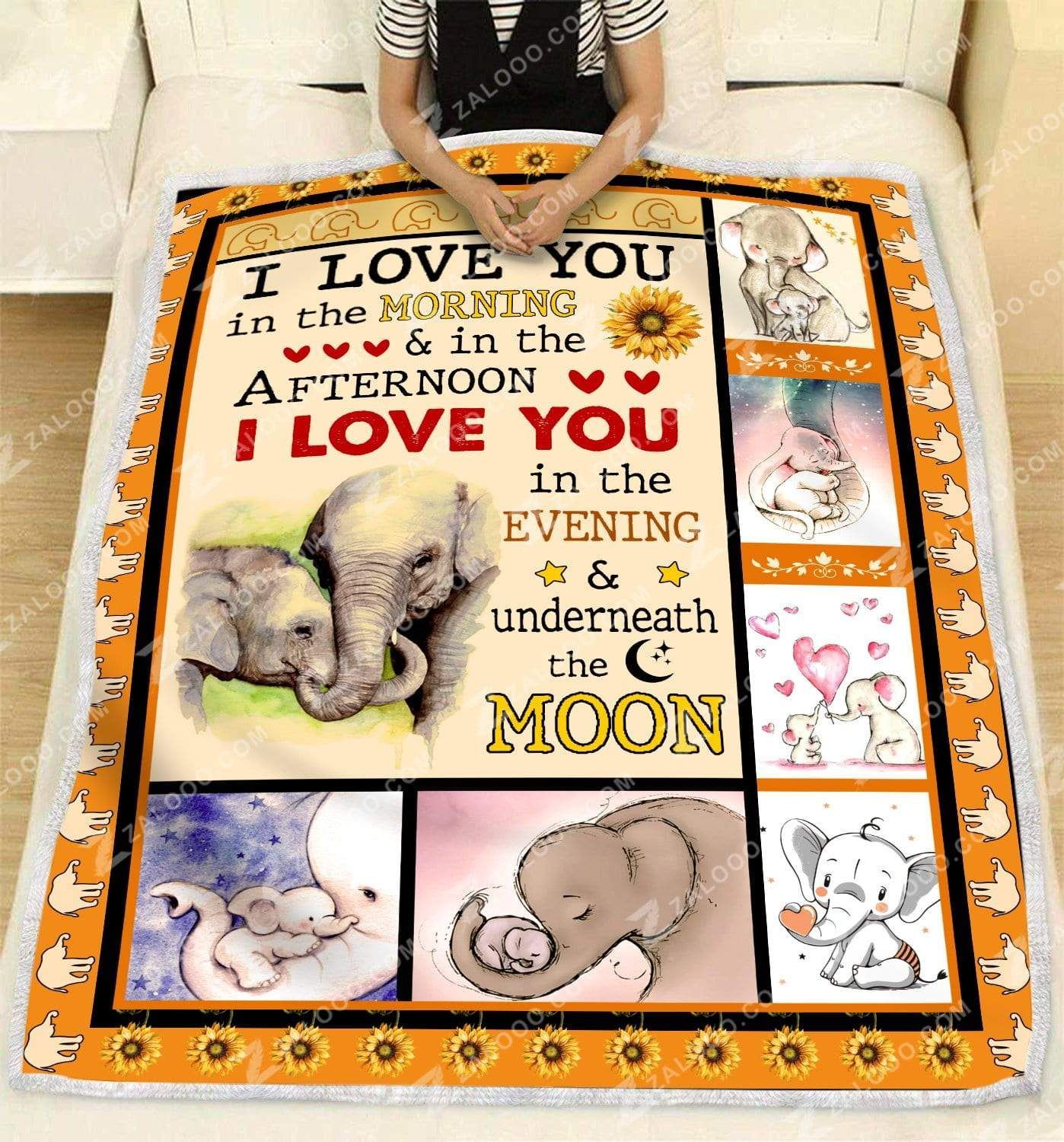 Elephant I Love You Sherpa Fleece Blanket