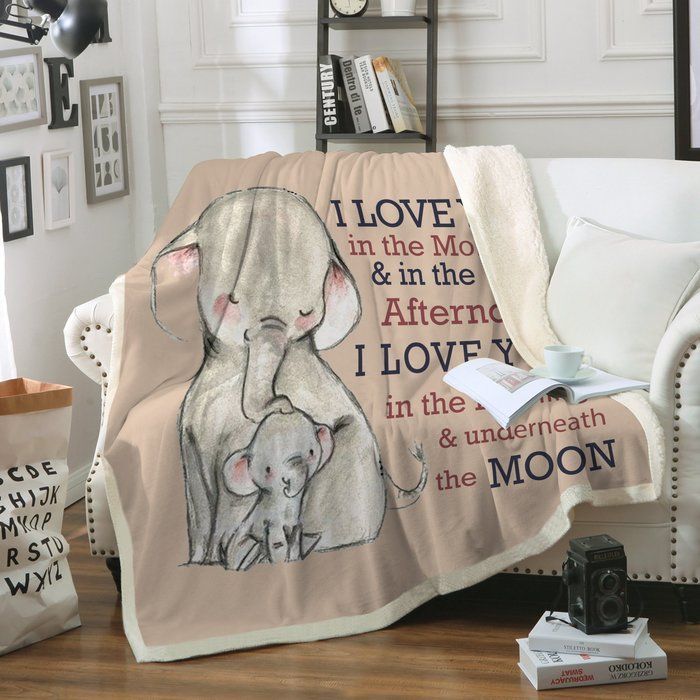 Elephant I Love You Sherpa Fleece Blanket