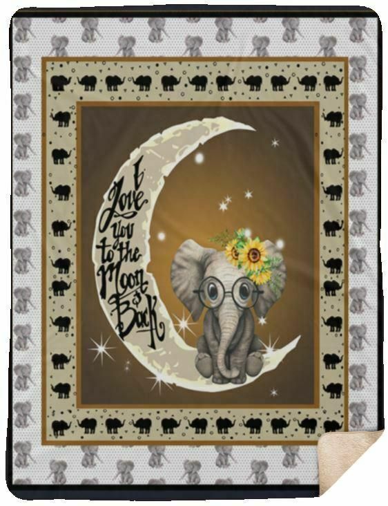 Elephant I Love You To The Moon And Back Sherpa Fleece Blanket