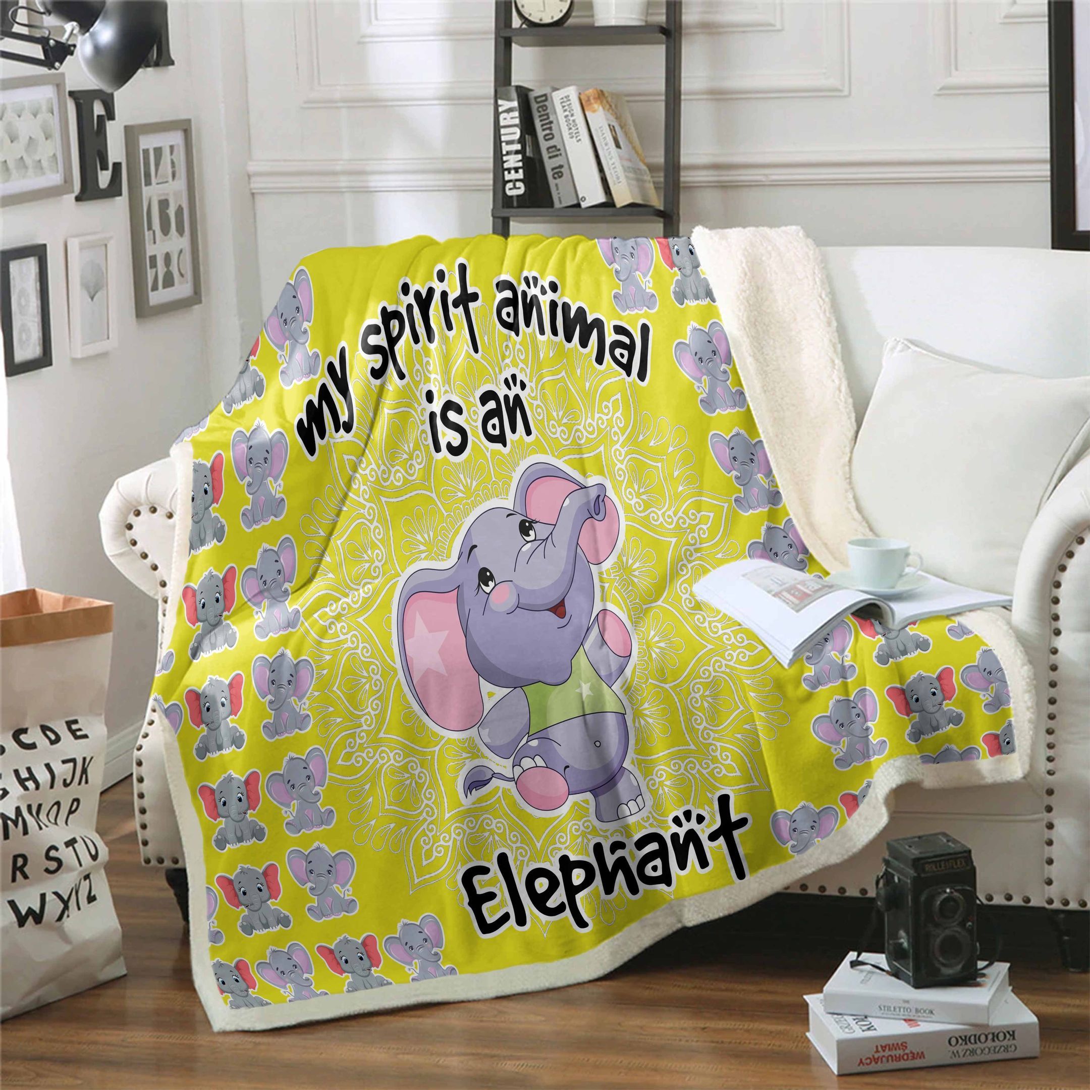 Elephant Is My Spirit Animal Sherpa Fleece Blanket