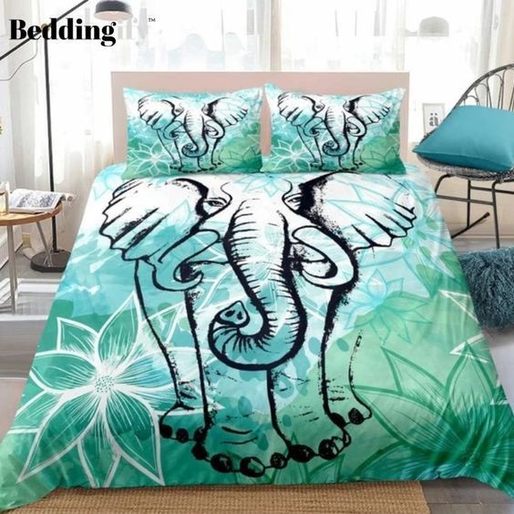 Elephant Lotus Flower Bedding Set