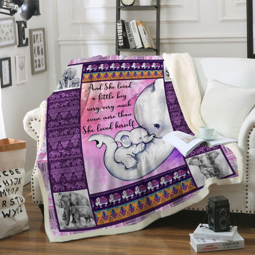 Elephant Loved A Little Boy Sherpa Fleece Blanket