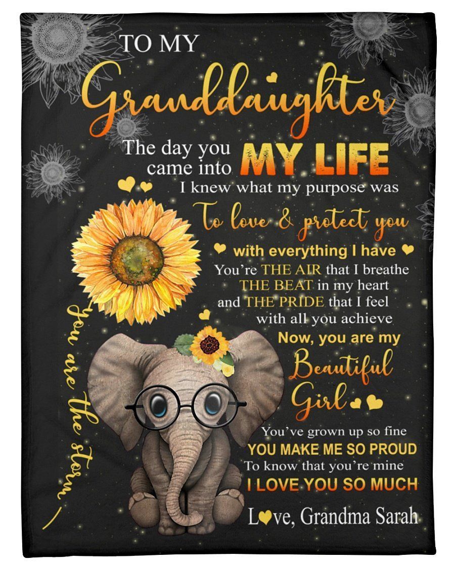Elephant Lovely Message From Grandma Sarah Gifts For Granddaughters Fleece Blanket