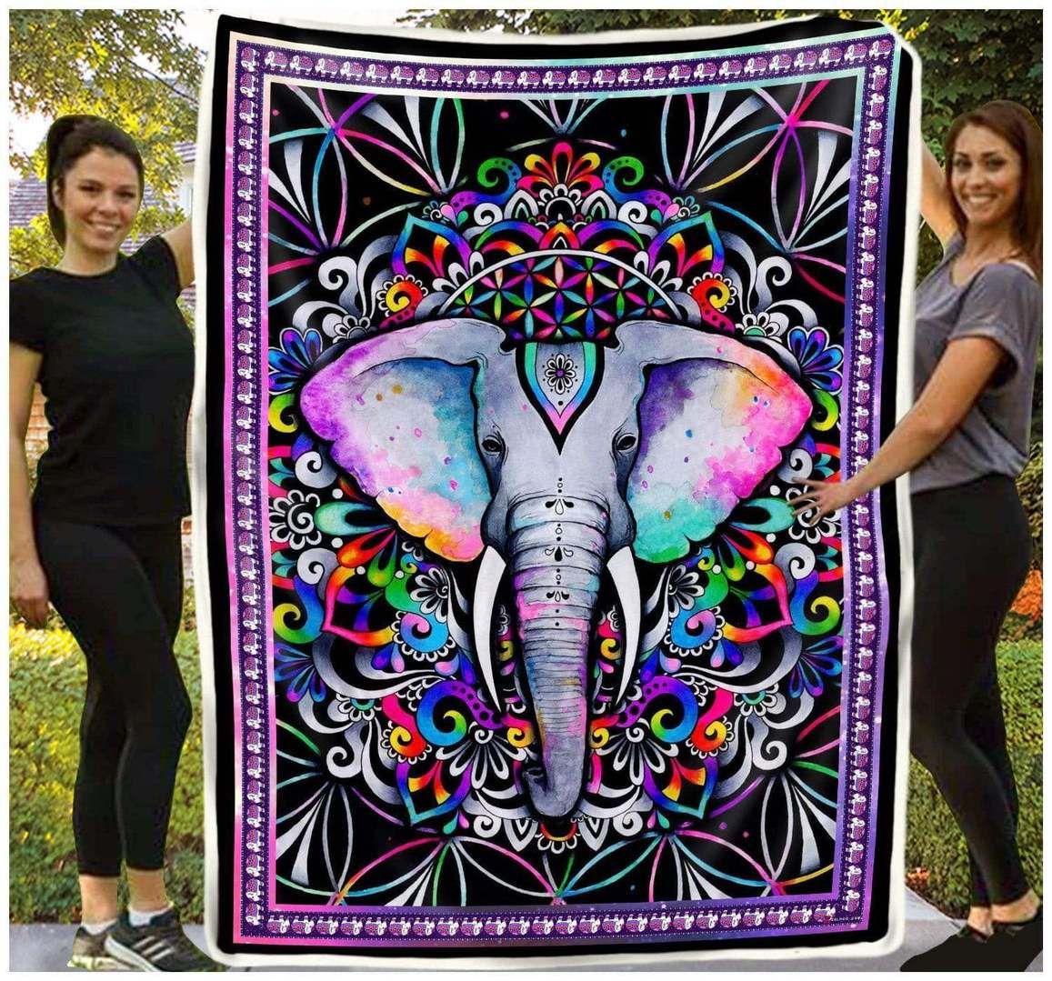 Elephant Mandala Sherpa Fleece Blanket