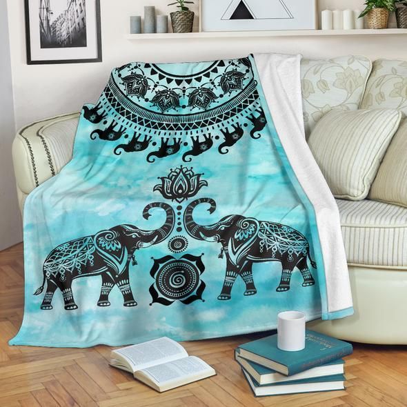 Elephant Mandala Sherpa Fleece Blanket