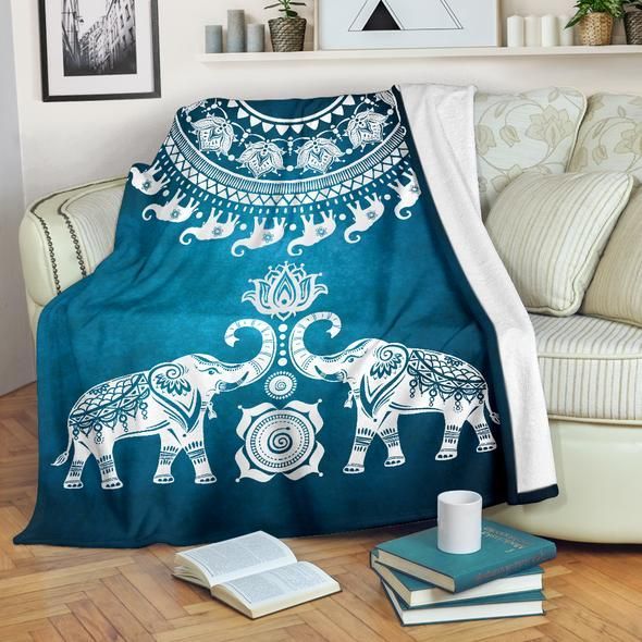 Elephant Mandala Sherpa Fleece Blanket