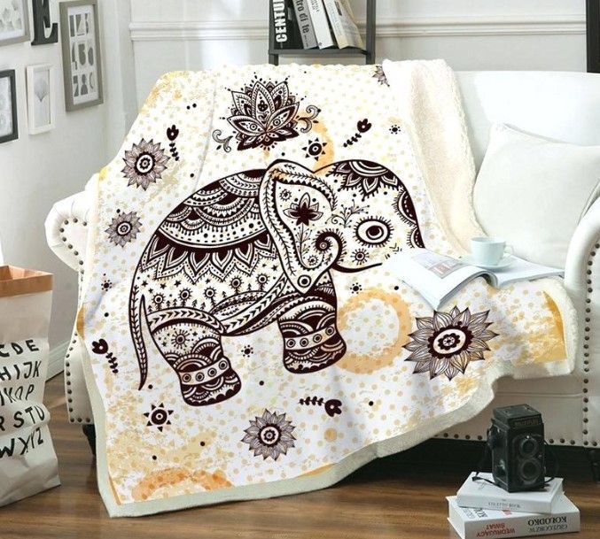 Elephant Mandala Sherpa Fleece