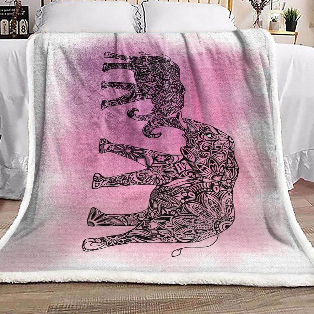 Elephant Mandala Sherpa Fleece Blanket