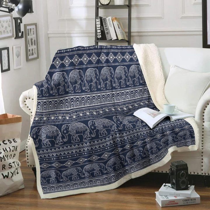 Elephant Mandala Sherpa Fleece Blanket