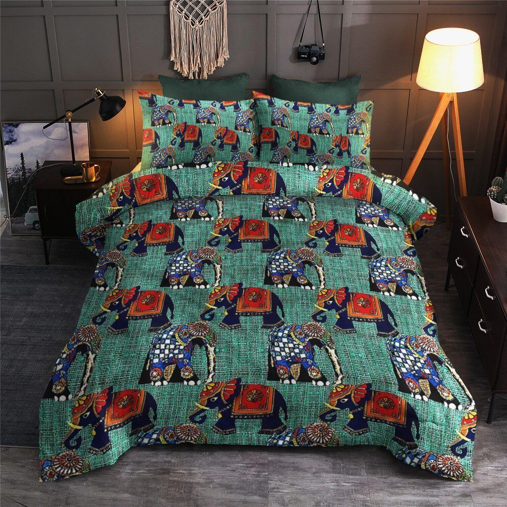Elephant Mandala Cotton Bed Sheets Spread Comforter Bedding Set