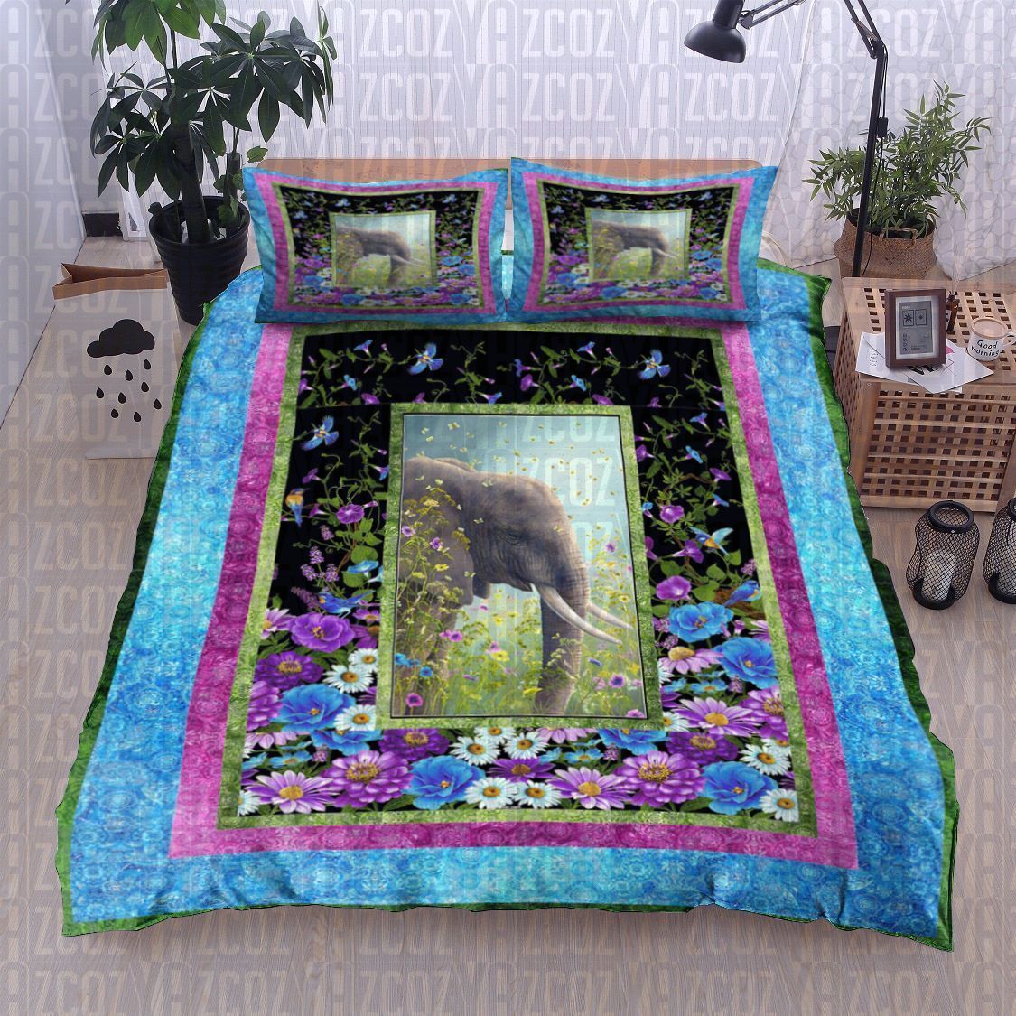 Elephant Meadow Hummingbird Bedding Set