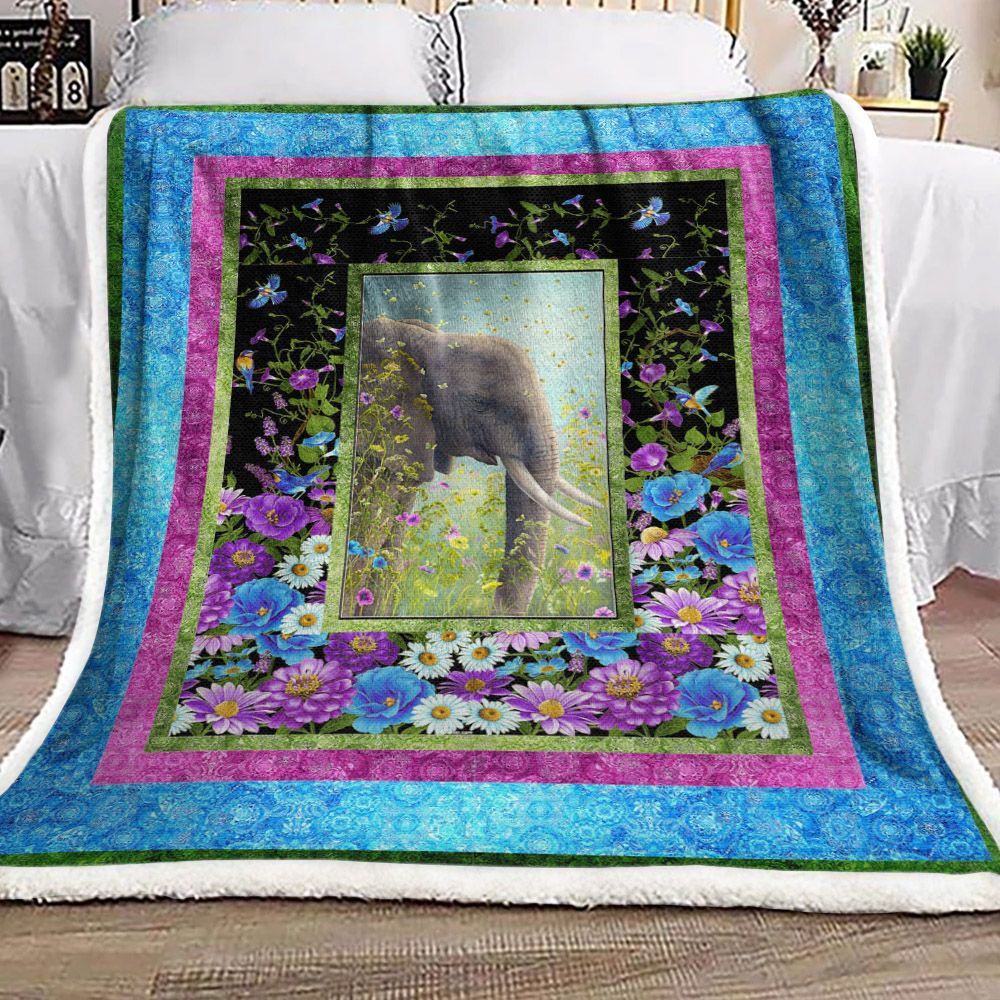 Elephant Meadow Hummingbird Sherpa Fleece Blanket