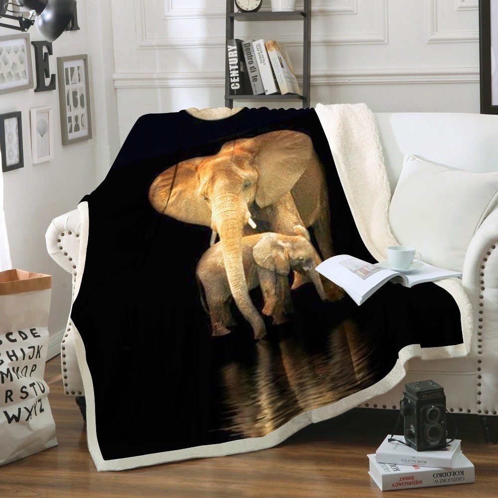Elephant Sherpa Fleece Blanket