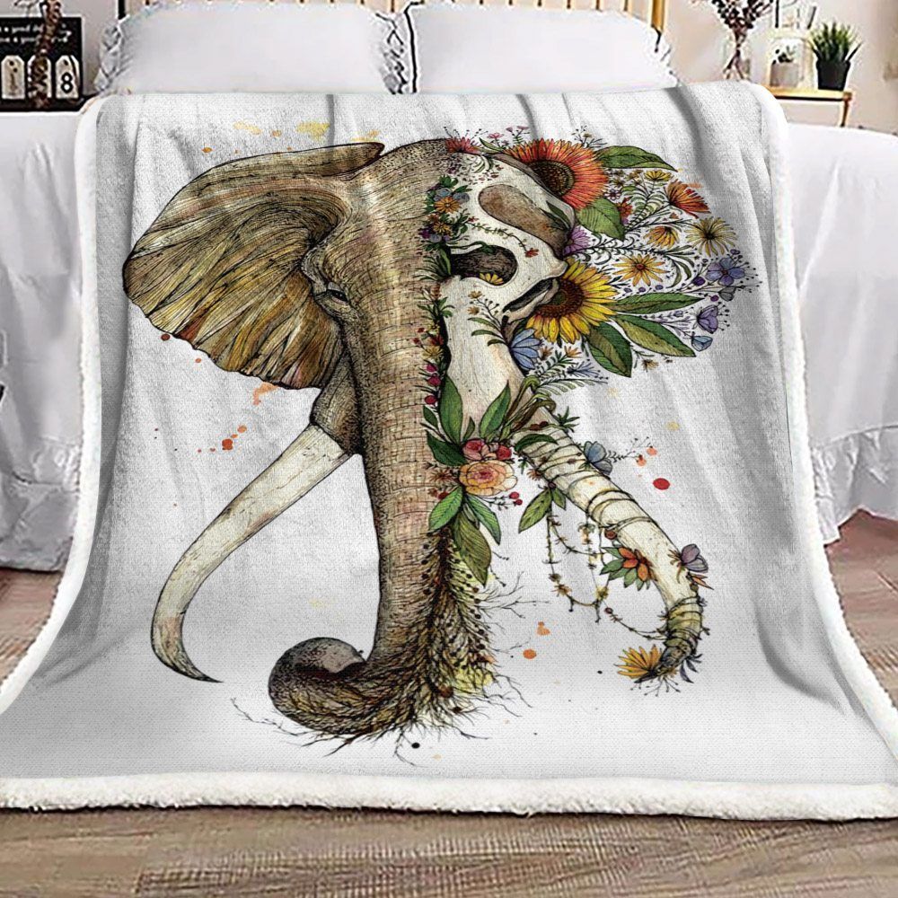 Elephant Sherpa Fleece Blanket