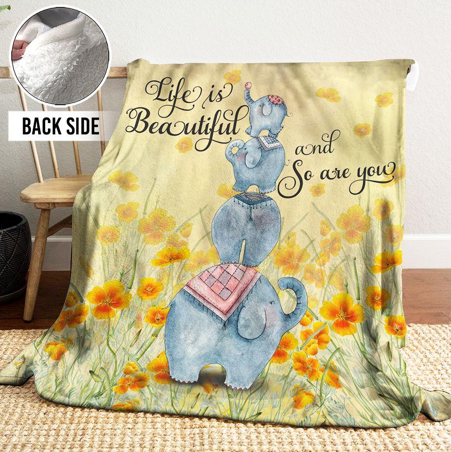 Elephant Sherpa Fleece Blanket
