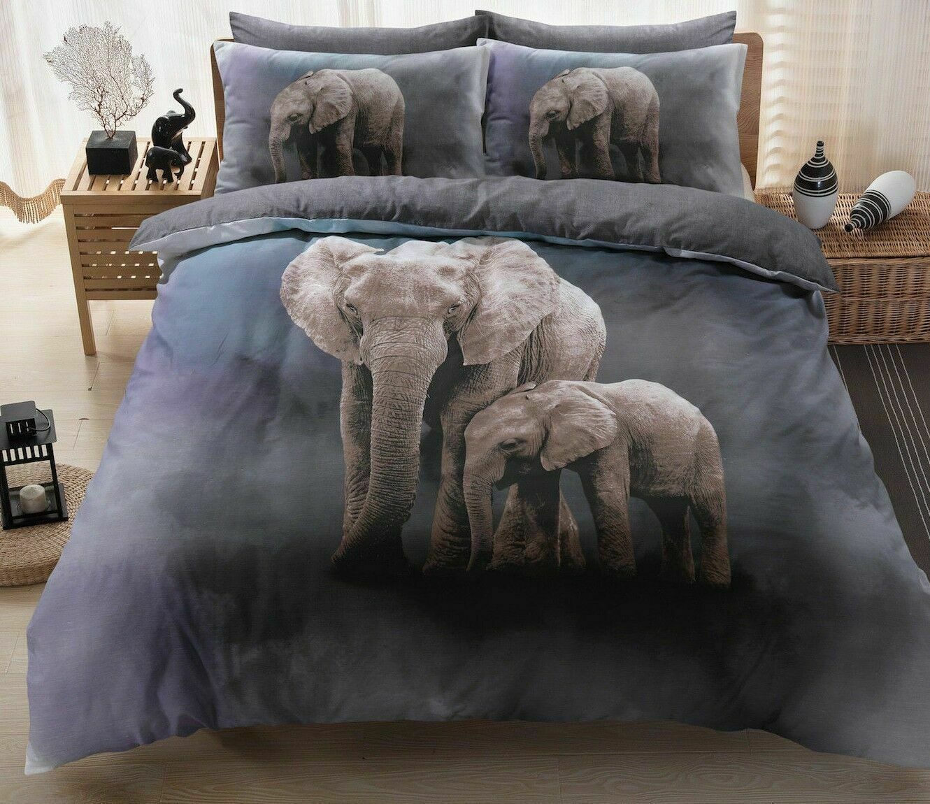 Elephant Mom And Baby Bedding Set