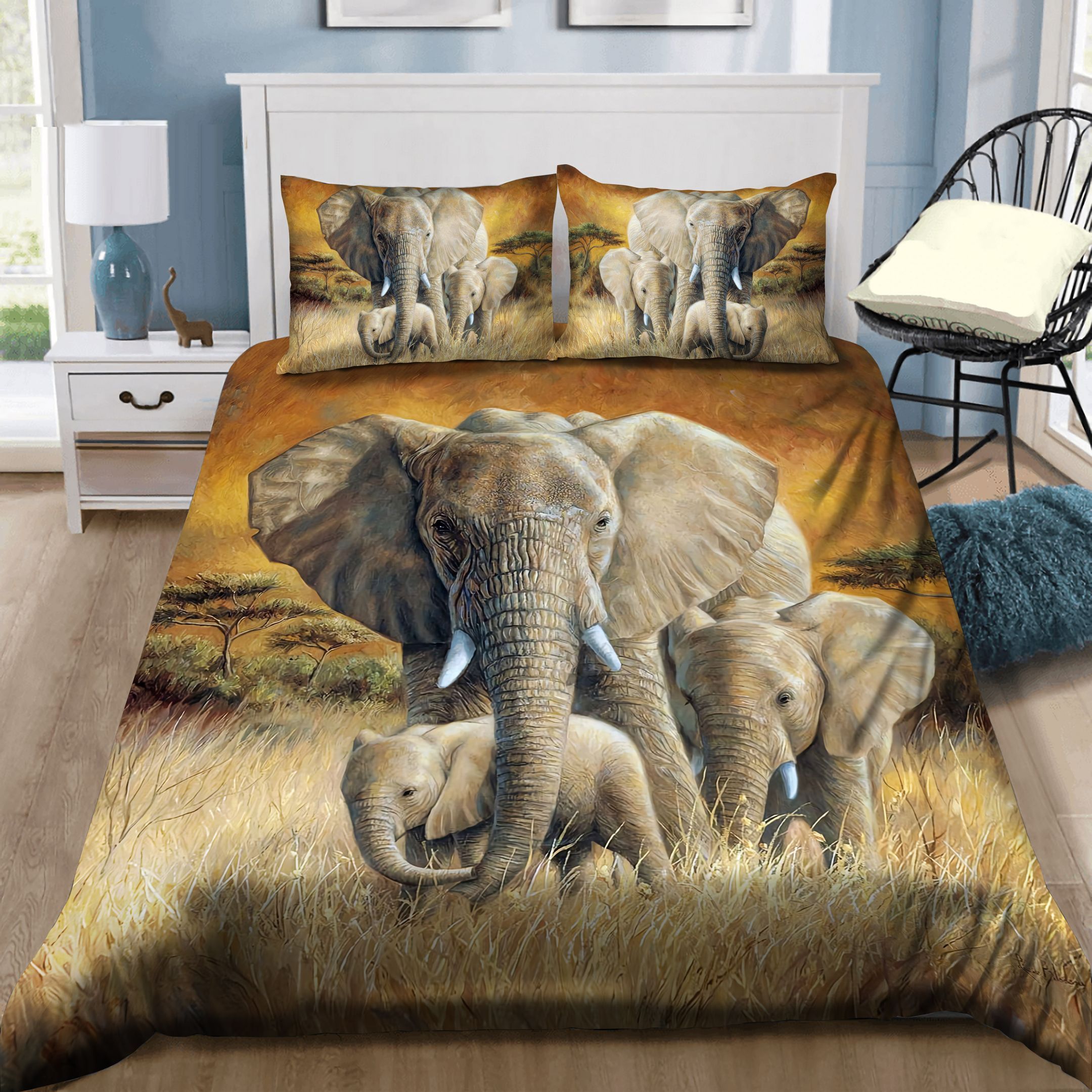 Elephant Mom And Baby Bedding Set
