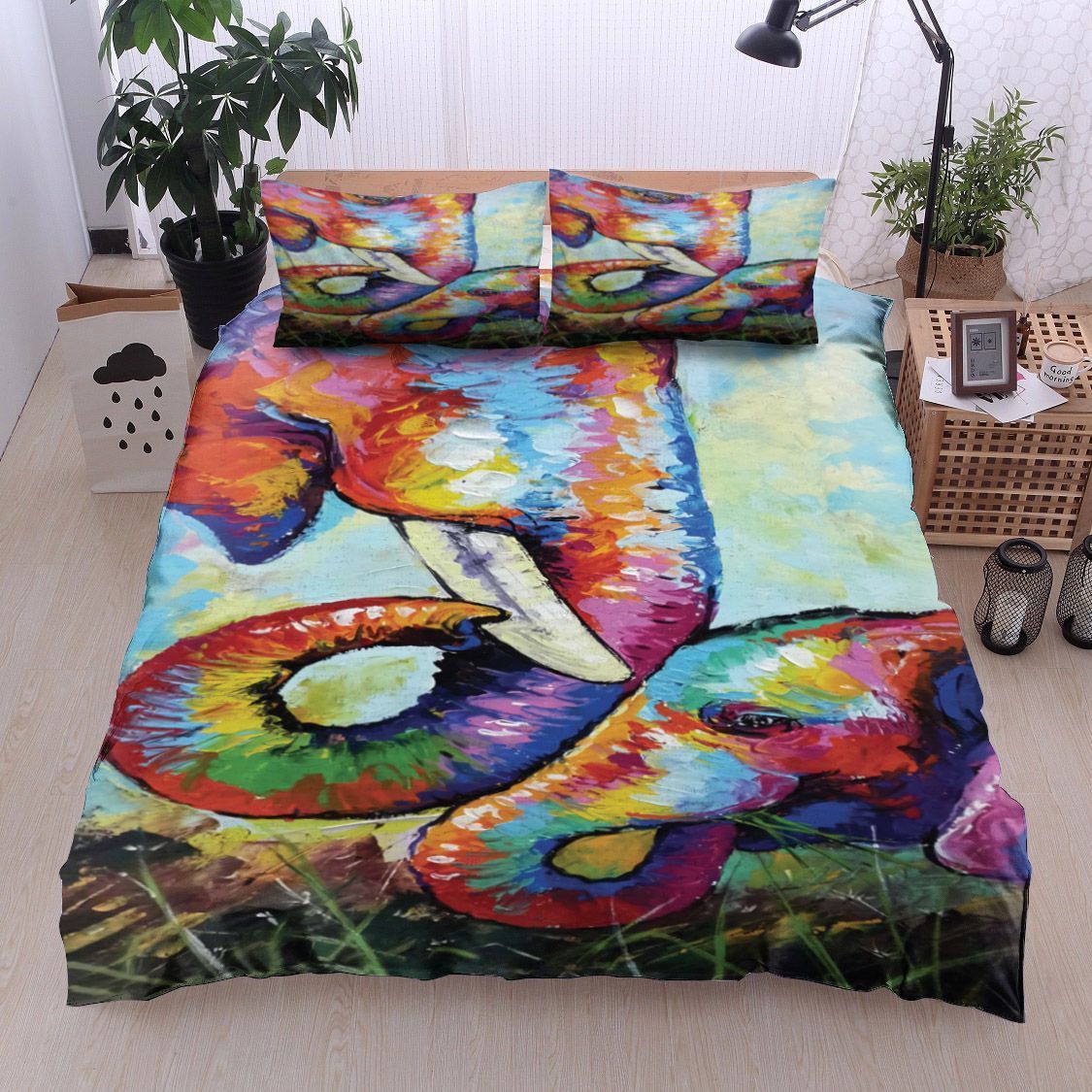 Elephant Mom And Daughter Bedding Set
