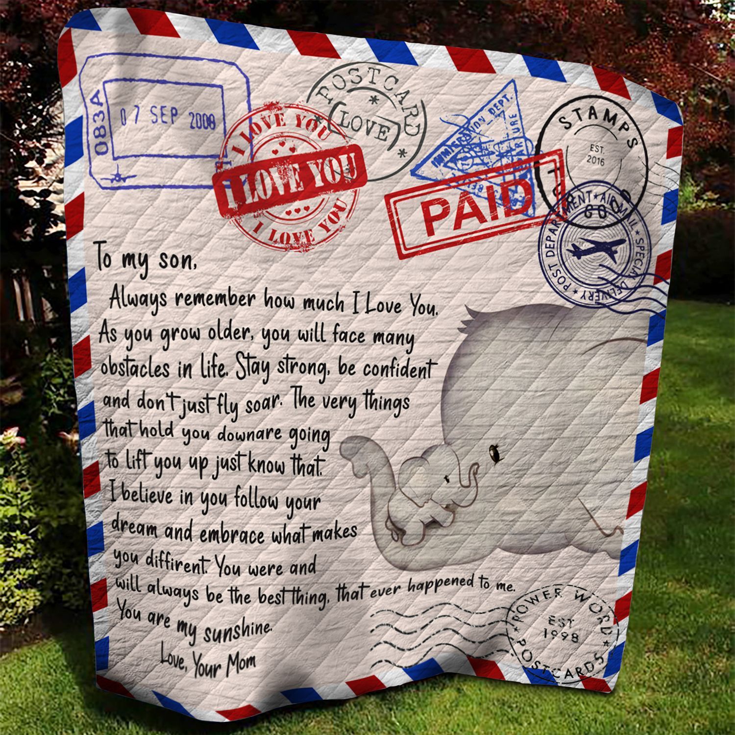 Elephant Mom And Son Quilt Blanket BB220707NB