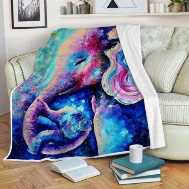 Elephant Mom Sherpa Fleece Blanket