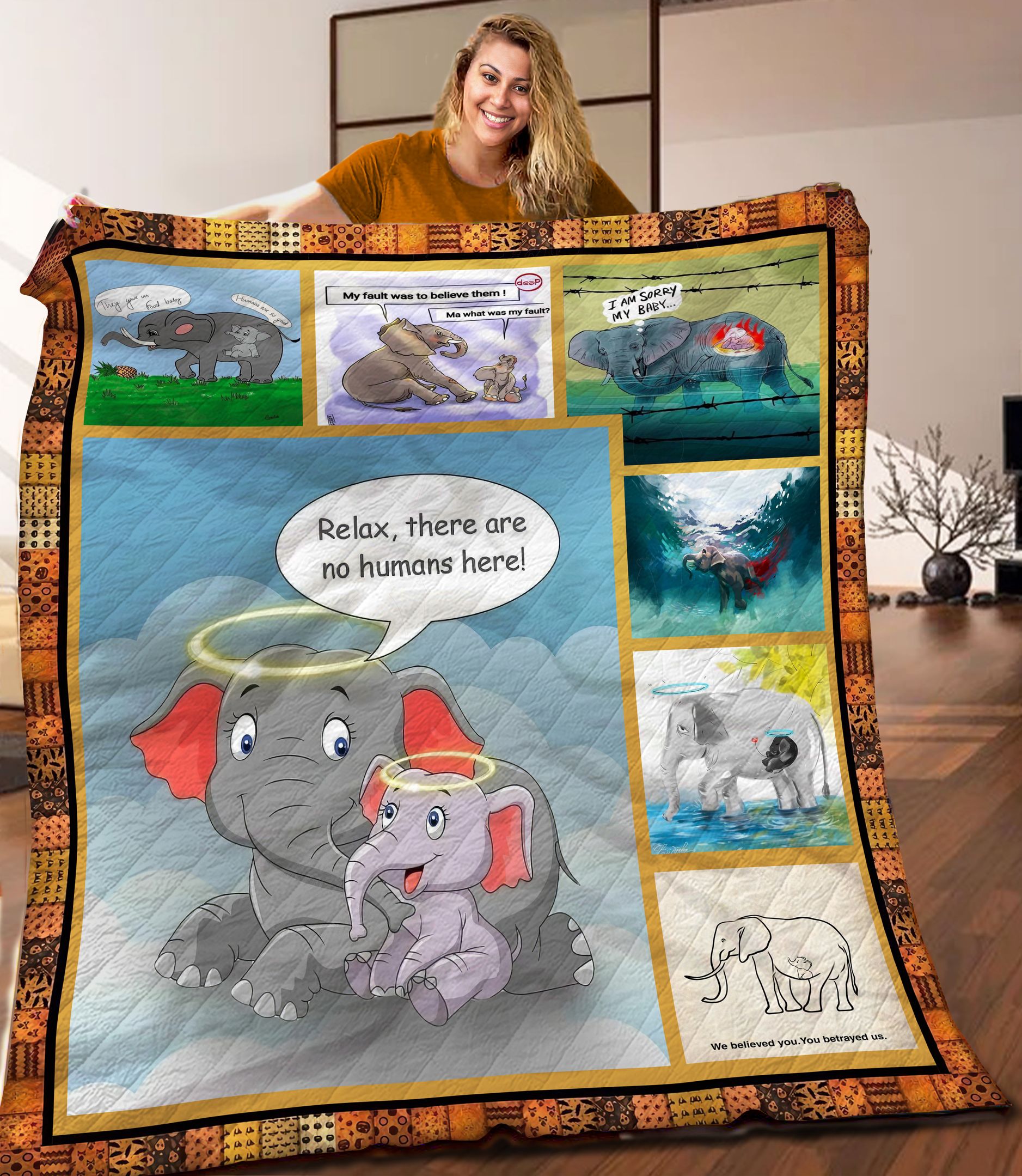 Elephant Mom Quilt Blanket C9B060603NA