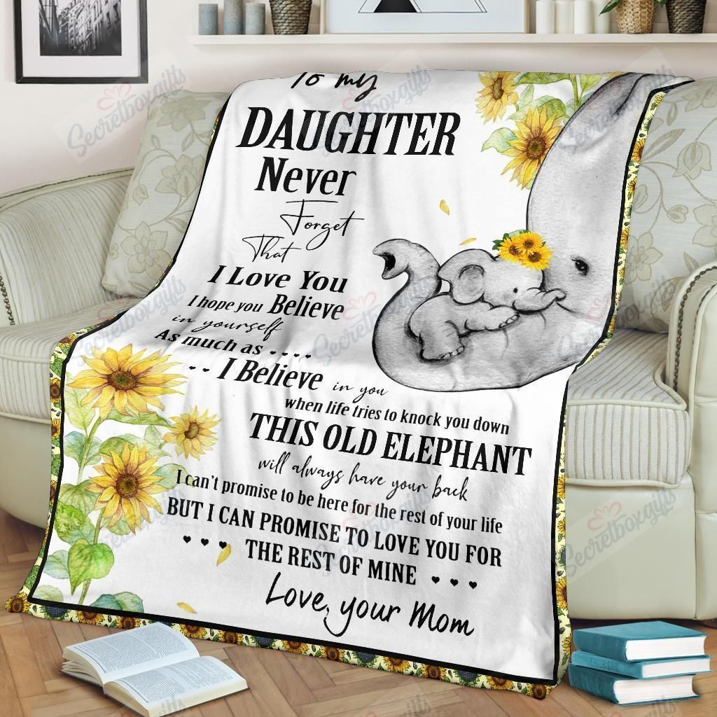 Elephant Mom To Daughter Sunflower Fleece Blanket
