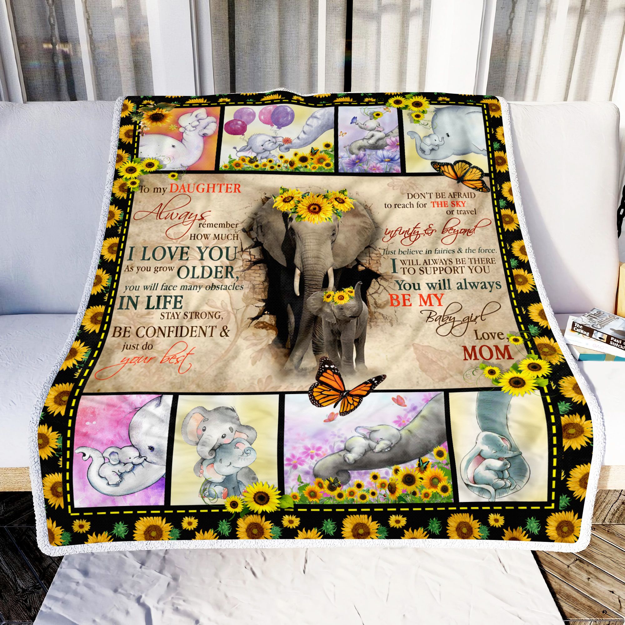 Elephant Mom To My Daughter Fleece Blanket