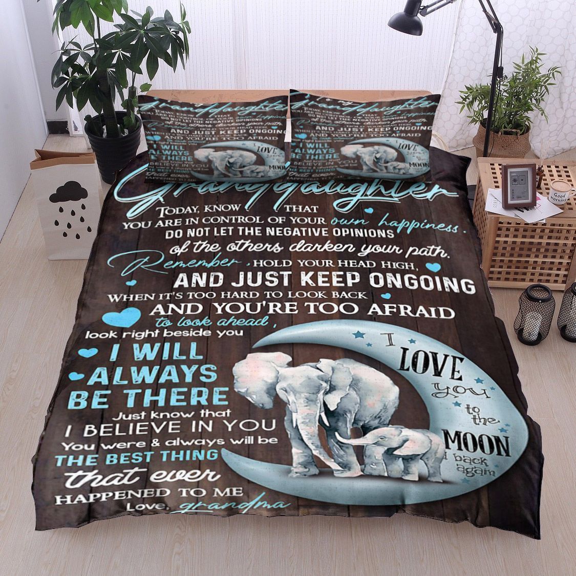 Elephant Moon To My Granddaughter Love Grandma Bedding Set