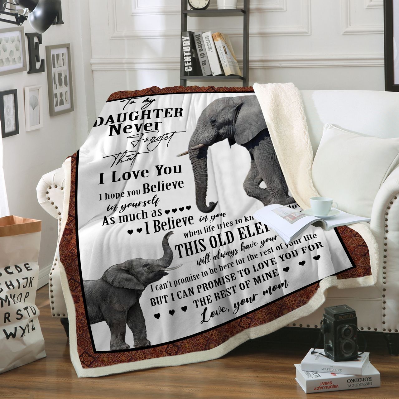 Elephant Mother To My Daughter Sherpa Fleece Blanket