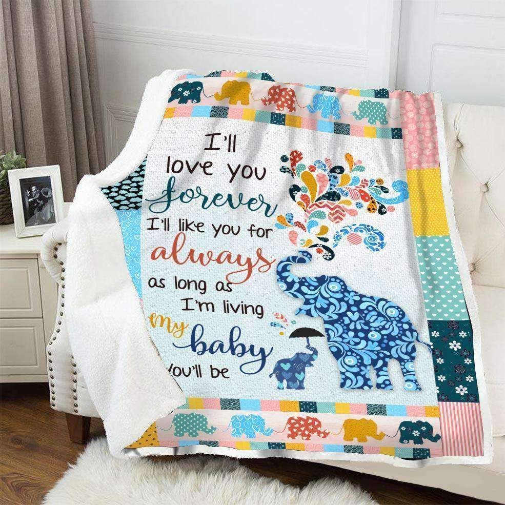 Elephant My Baby Sherpa Fleece Blanket